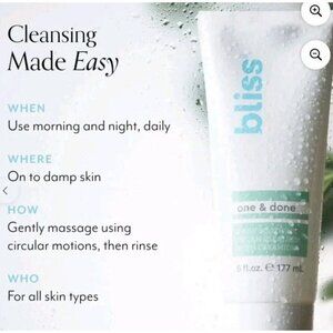 BLISS One & Done Daily Soothing Cream Cleanser with ceramides make up remover